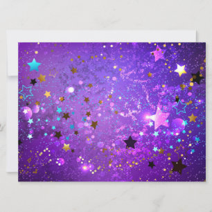 Purple foil background with Stars Invitation