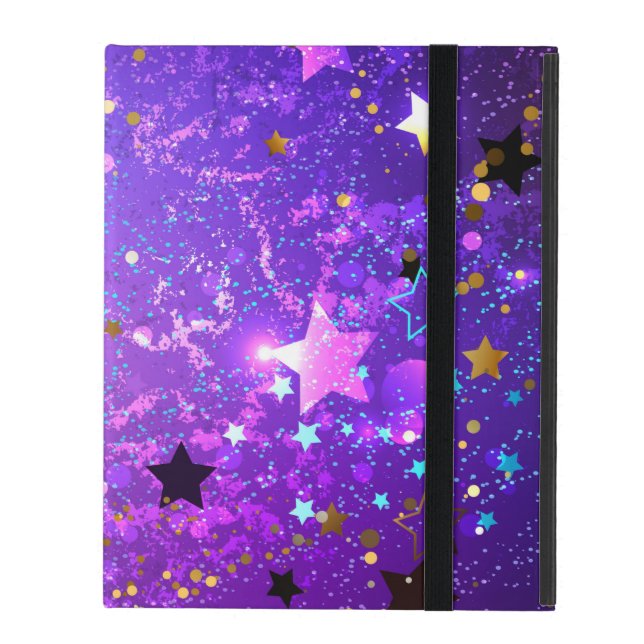 Purple foil background with Stars iPad Case (Front Closed)