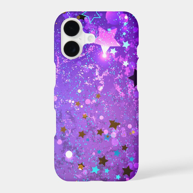 Purple foil background with Stars iPhone Case (Back)