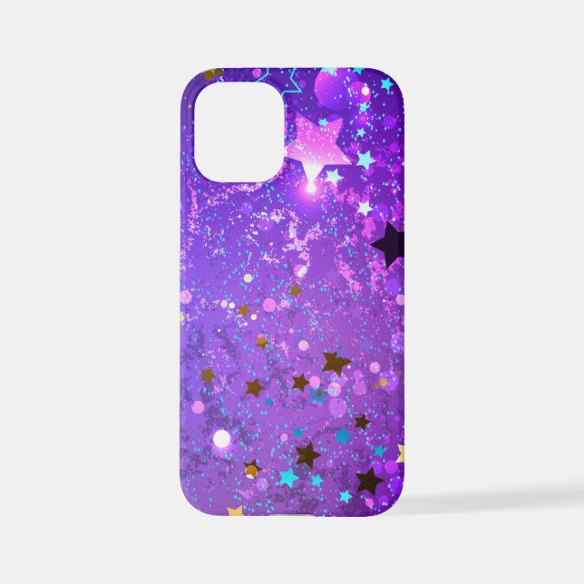 Purple foil background with Stars iPhone Case (Back)