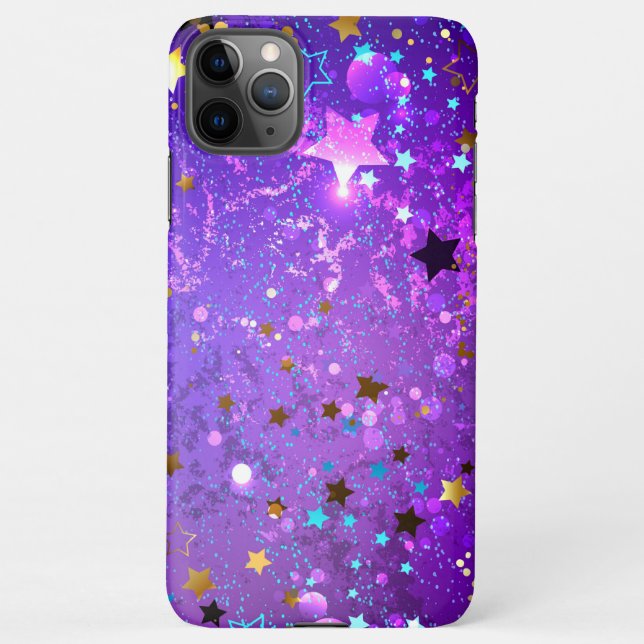 Purple foil background with Stars iPhone Case (Back)