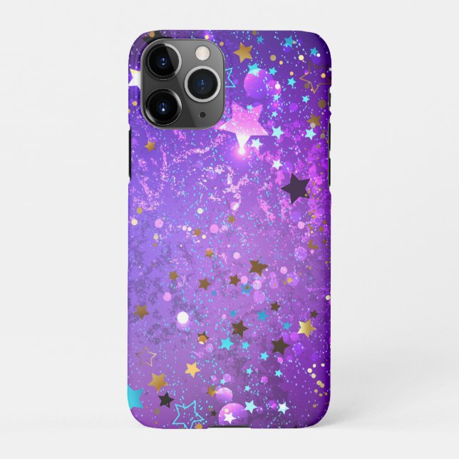 Purple foil background with Stars iPhone Case (Back)