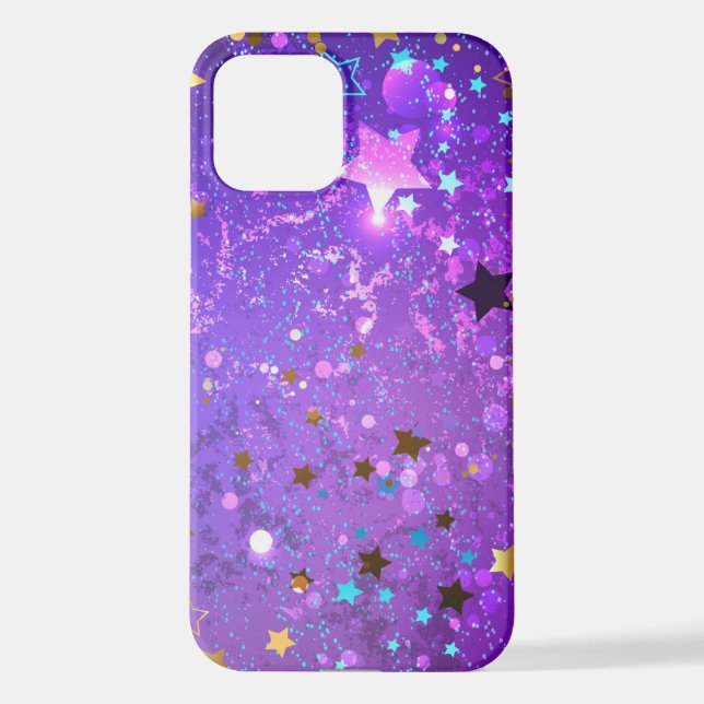 Purple foil background with Stars iPhone Case (Back)