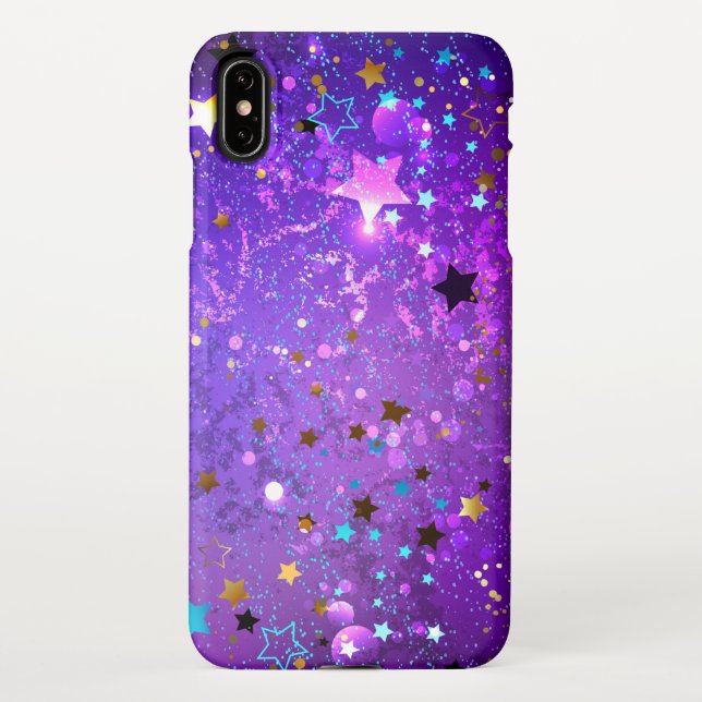 Purple foil background with Stars iPhone Case (Back)