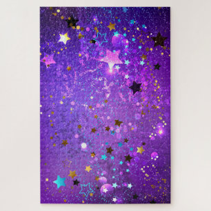 Purple foil background with Stars Jigsaw Puzzle