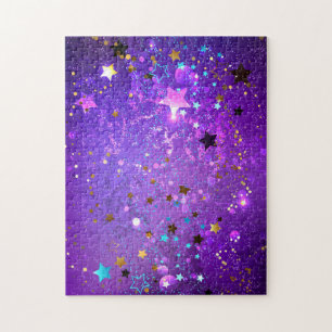 Purple foil background with Stars Jigsaw Puzzle