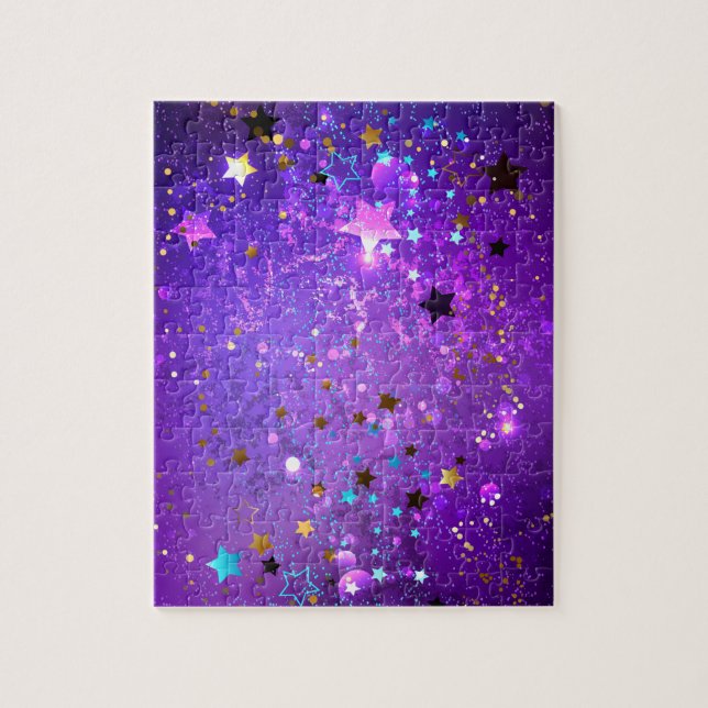 Purple foil background with Stars Jigsaw Puzzle (Vertical)