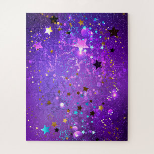 Purple foil background with Stars Jigsaw Puzzle