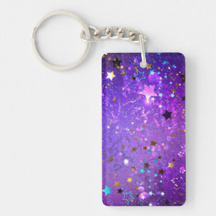 Purple foil background with Stars Key Ring