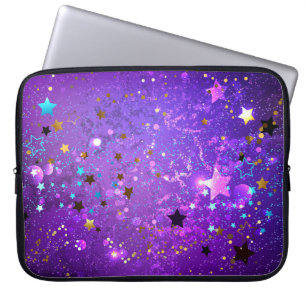 Purple foil background with Stars Laptop Sleeve