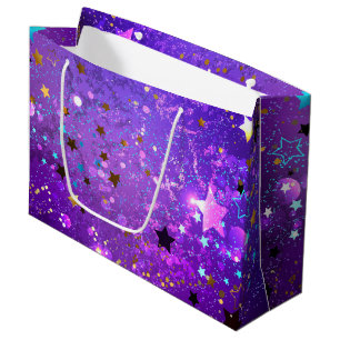 Purple foil background with Stars Large Gift Bag