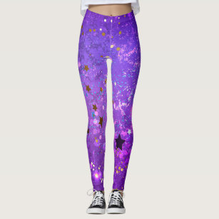 Stars Silver Purple Leggings– Fanilu