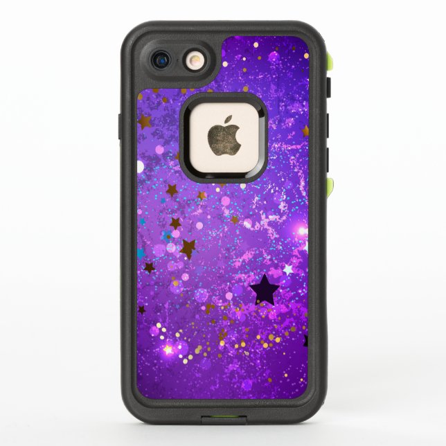 Purple foil background with Stars LifeProof iPhone Case (Back)