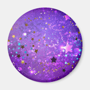 Purple foil background with Stars Magnet