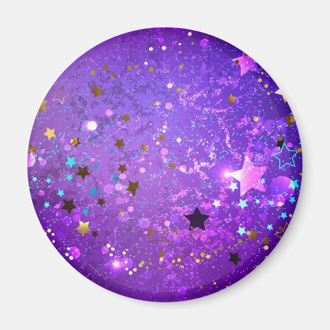 Purple foil background with Stars Magnet (Front)