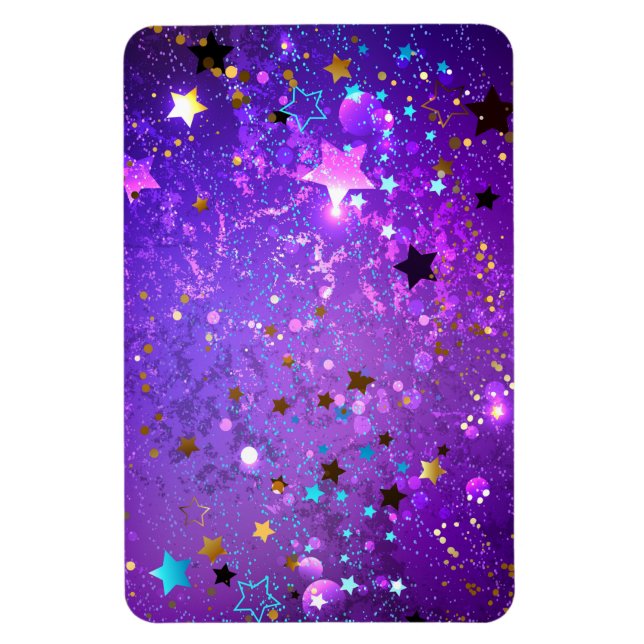Purple foil background with Stars Magnet (Vertical)