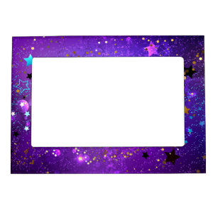 Purple foil background with Stars Magnetic Frame