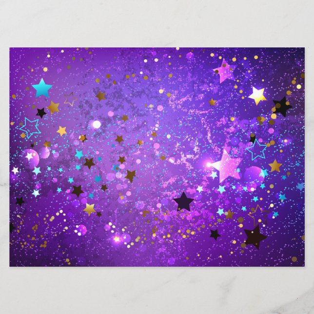 Purple foil background with Stars Menu (Front)
