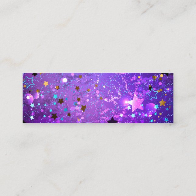 Purple foil background with Stars Mini Business Card (Front)