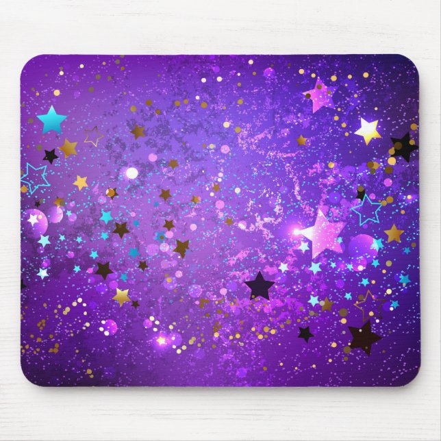 Purple foil background with Stars Mouse Mat (Front)