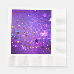 Purple foil background with Stars Napkin