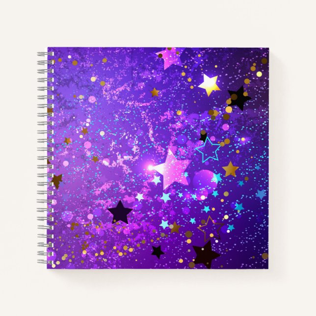 Purple foil background with Stars Notebook (Front)