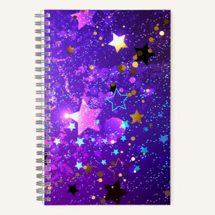 Purple foil background with Stars Notebook