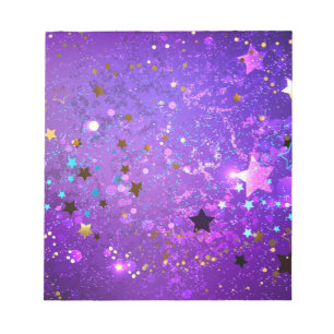 Purple foil background with Stars Notepad