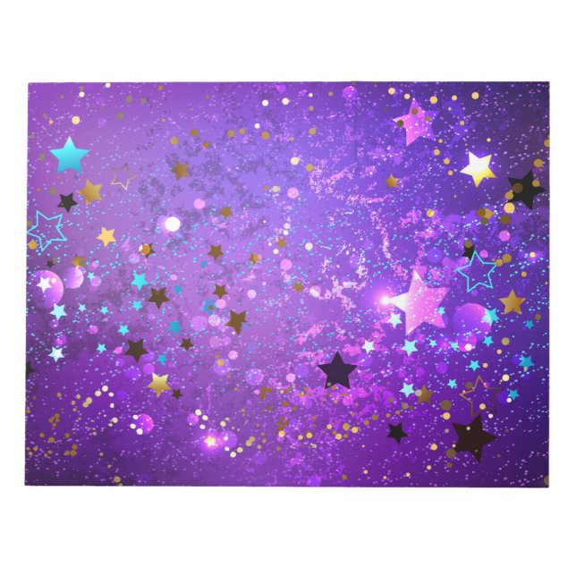 Purple foil background with Stars Notepad (Front)