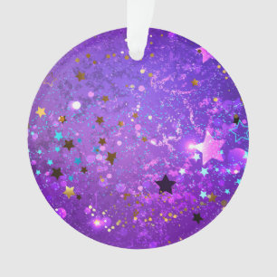 Purple foil background with Stars Ornament