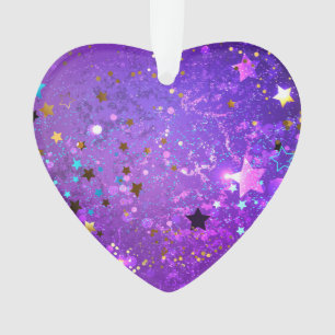 Purple foil background with Stars Ornament
