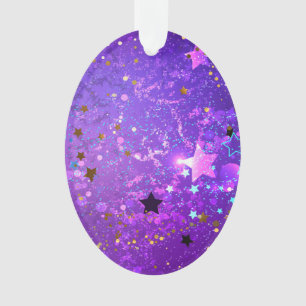 Purple foil background with Stars Ornament