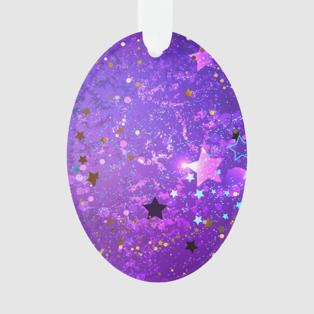 Purple foil background with Stars Ornament (Front)