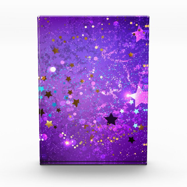 Purple foil background with Stars Photo Block (Front)