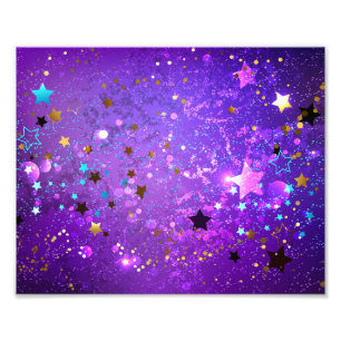Purple foil background with Stars Photo Print