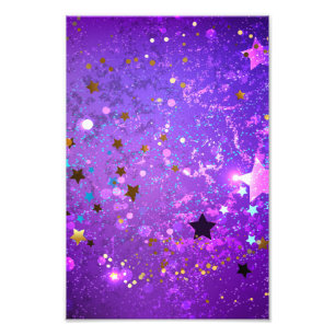 Purple foil background with Stars Photo Print