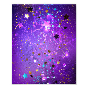 Purple foil background with Stars Photo Print