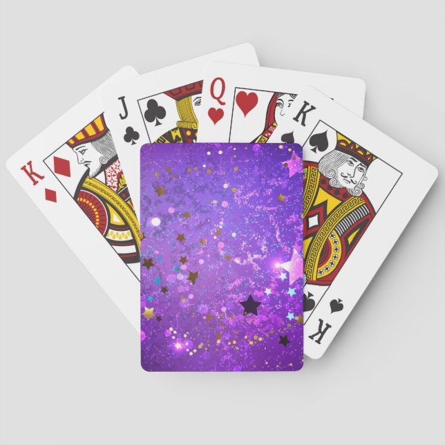 Purple foil background with Stars Playing Cards (Back)