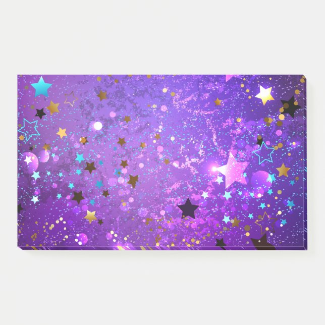Purple foil background with Stars Post-it Notes (Front)