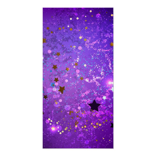Purple foil background with Stars Poster (Front)