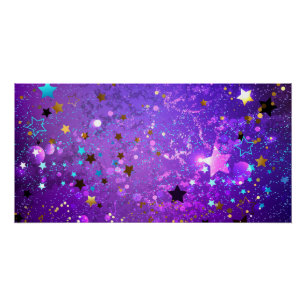 Purple foil background with Stars Poster
