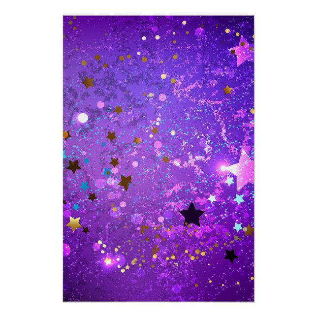 Purple foil background with Stars Poster (Front)