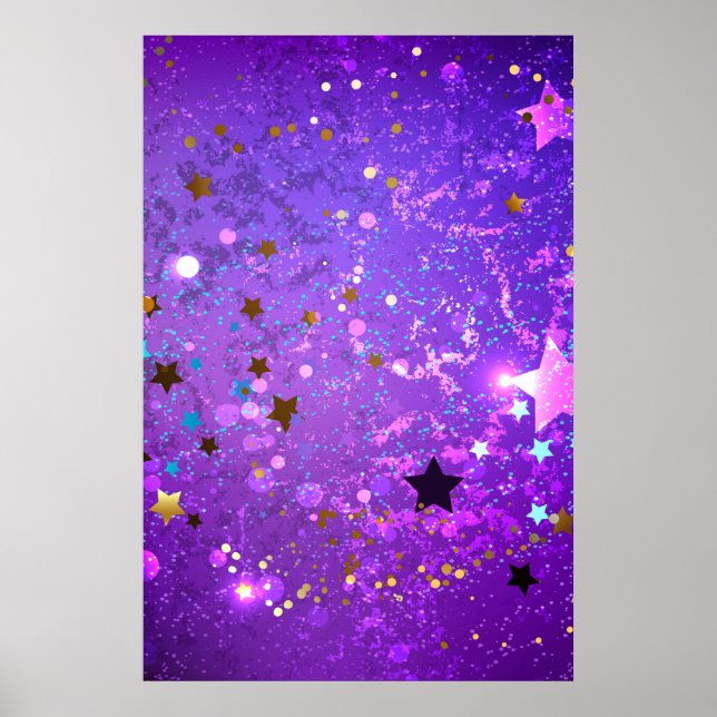 Purple foil background with Stars Poster (Front)
