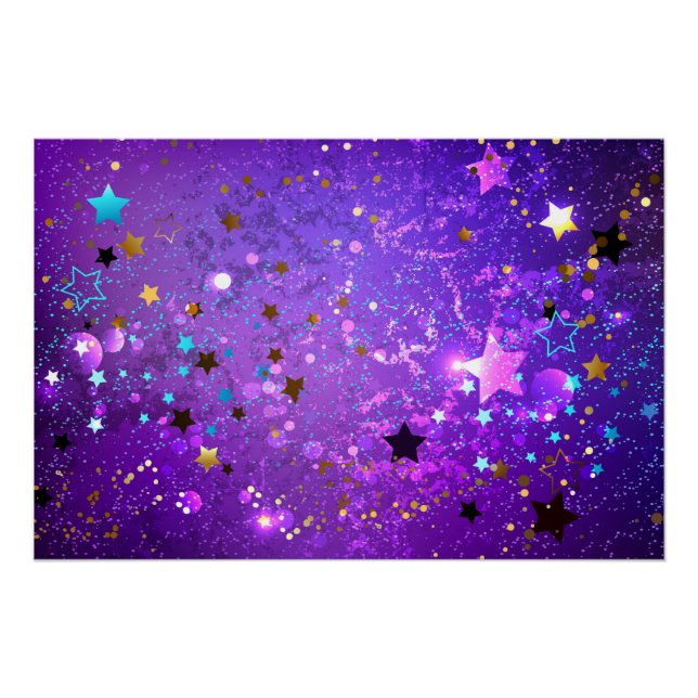 Purple foil background with Stars Poster (Front)