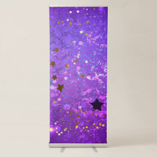 Purple foil background with Stars Retractable Banner