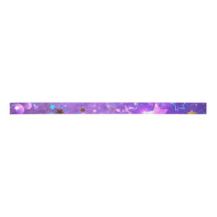 Purple foil background with Stars Satin Ribbon