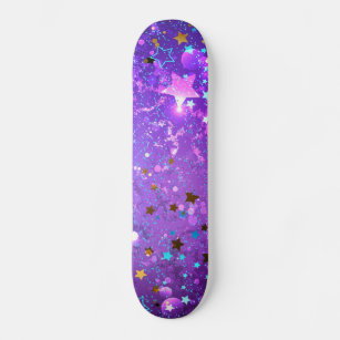 Purple foil background with Stars Skateboard