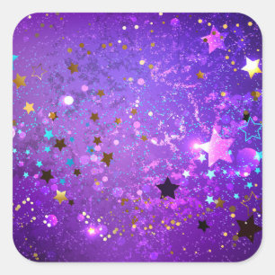 Purple foil background with Stars Square Sticker