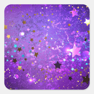 Purple foil background with Stars Square Sticker