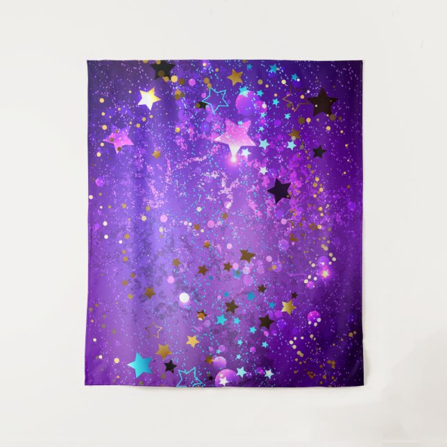 Purple foil background with Stars Tapestry (Front)